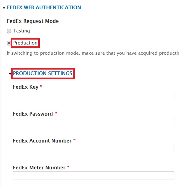 Configuring FedEx