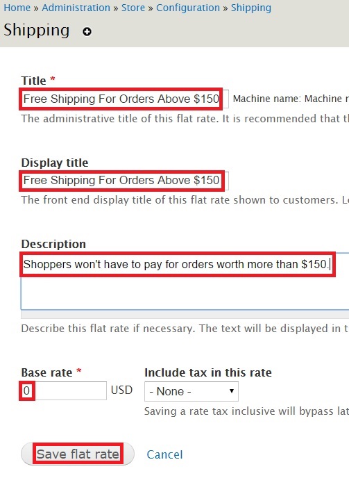 Configuring Free Shipping